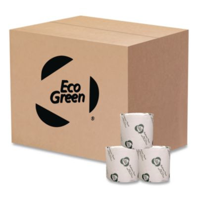 Recycled Two-Ply Standard Toilet Paper, Septic Safe, White, 4.25" Wide, 500 Sheets/Roll, 80 Rolls/Carton