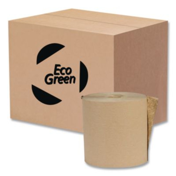 Recycled Hardwound Paper Towels, 1-Ply, 7.87" x 700 Ft, Kraft, 12 Rolls/Carton