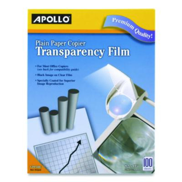 Plain Paper Transparency Film, 8.5 X 11, Black On Clear, 100/Box