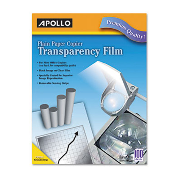 Plain Paper Laser Transparency Film With Handling Strip, 8.5 X 11, Black On Clear, 100/Box
