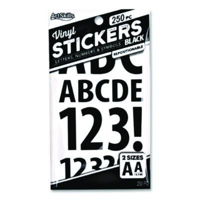 Poster And Bulletin Board Vinyl Letters And Numbers, 1" Tall Letters, 2" Tall Numbers, Black Characters, 250/Pack