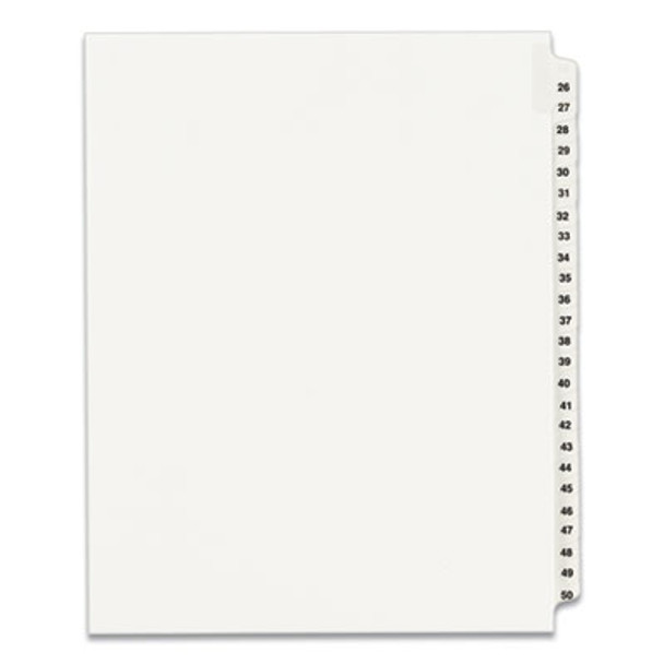 Preprinted Legal Exhibit Side Tab Index Dividers, Avery Style, 25-Tab, 26 To 50, 11 X 8.5, White, 1 Set, (1331)