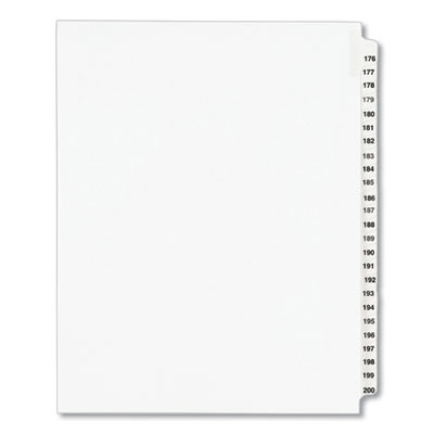 Preprinted Legal Exhibit Side Tab Index Dividers, Avery Style, 25-Tab, 176 To 200, 11 X 8.5, White, 1 Set, (1337)