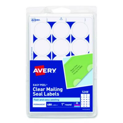 Printable Mailing Seals, 1" Dia, Clear, 15/Sheet, 32 Sheets/Pack, (5248)
