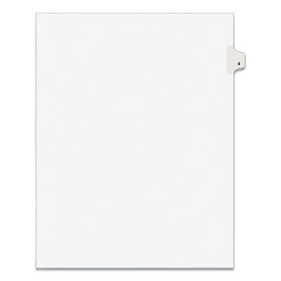 Preprinted Legal Exhibit Side Tab Index Dividers, Avery Style, 10-Tab, 4, 11 X 8.5, White, 25/Pack