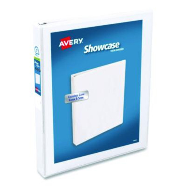 Showcase Economy View Binders With Slant Rings, 3 Rings, 1" Capacity, 11 x 8.5, White