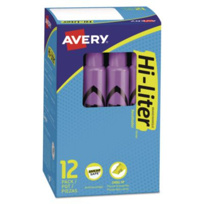 Hi-Liter Desk-Style Highlighters, Fluorescent Purple Ink, Chisel Tip, Purple/Black Barrel, Dozen