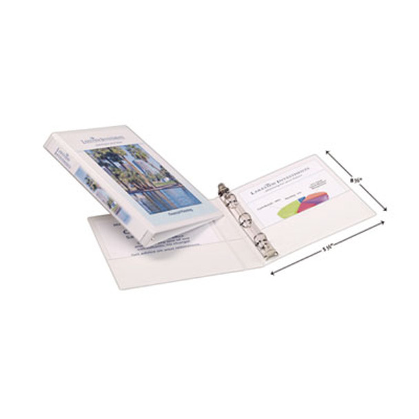 Mini Size Durable View Binder With Round Rings, 3 Rings, 0.5" Capacity, 8.5 X 5.5, White