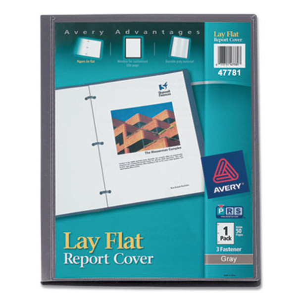 Lay Flat View Report Cover, Flexible Fastener, 0.5" Capacity, 8.5 X 11, Clear/Gray