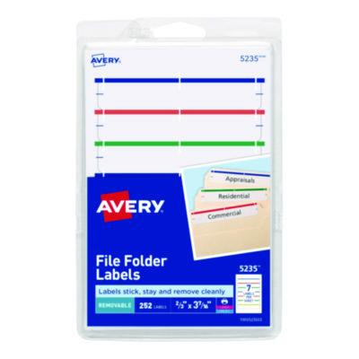 Removable File Folder Labels With Sure Feed Technology, 0.66 X 3.44, White, 7/Sheet, 36 Sheets/Pack