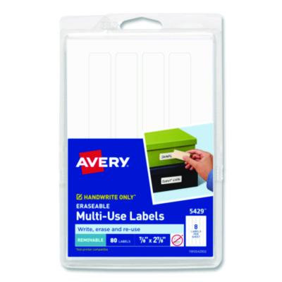 Erasable Id Labels, Inkjet/Laser Printers, 0.88 X 2.88, White, 8/Sheet, 10 Sheets/Pack