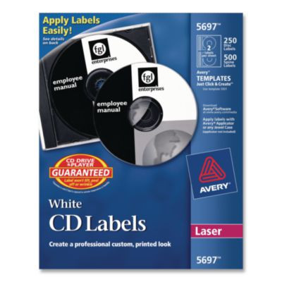 Laser Cd Labels, Matte White, 250/Pack