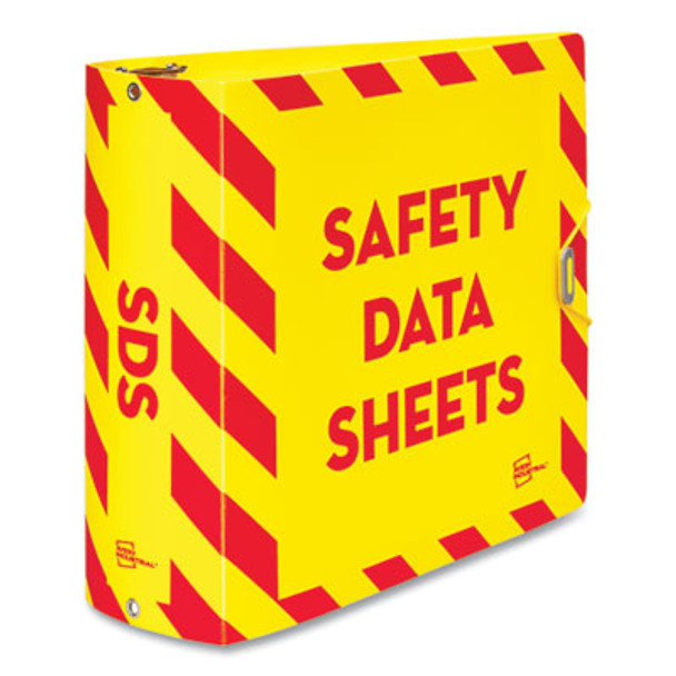Ultraduty Safety Data Sheet Binders With Chain, 3 Rings, 3" Capacity, 11 x 8.5, Yellow/Red