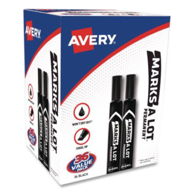 Marks A Lot Large Desk-Style Permanent Marker Value Pack, Broad Chisel Tip, Black, 36/Pack