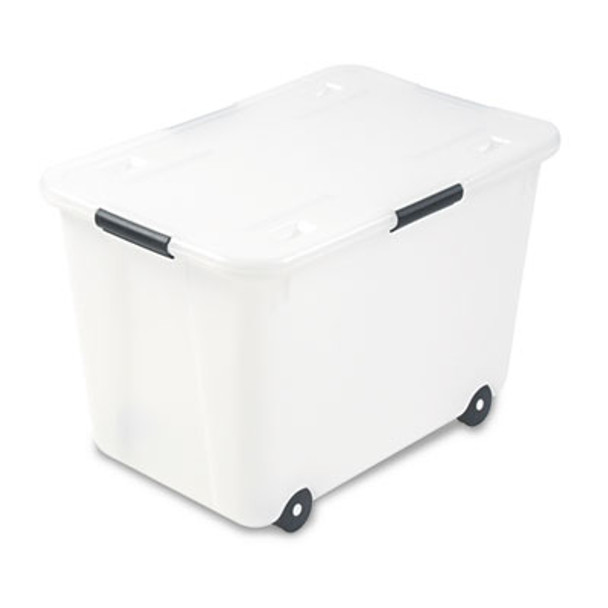 Rolling 15-Gal. Storage Box, Letter/Legal Files, 23.75" X 15.75" X 15.75", Clear