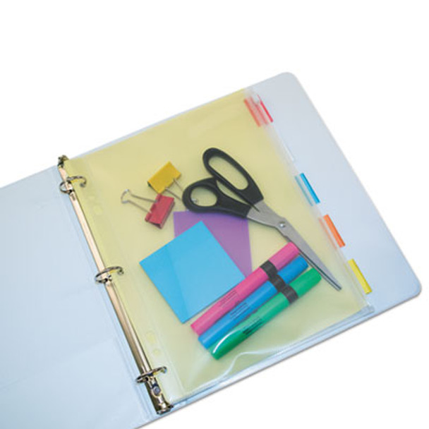 Zip-All Ring Binder Pocket, 2- To 7-Hole Punched, 8.5" x 11", Clear