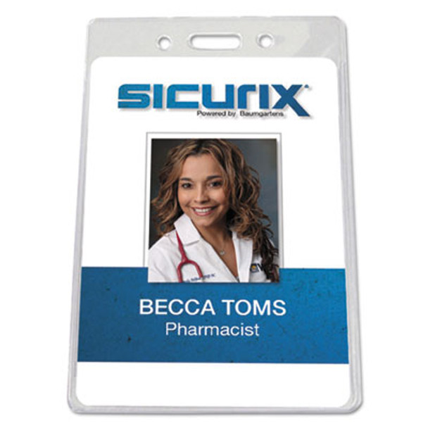 Sicurix Badge Holder, Vertical, 2.75 X 4.13, Clear, 12/Pack