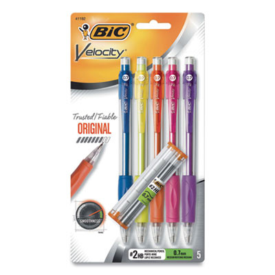 Velocity Original Mechanical Pencil, 0.7 Mm, Hb (#2), Black Lead, Assorted Barrel Colors, 5/Pack