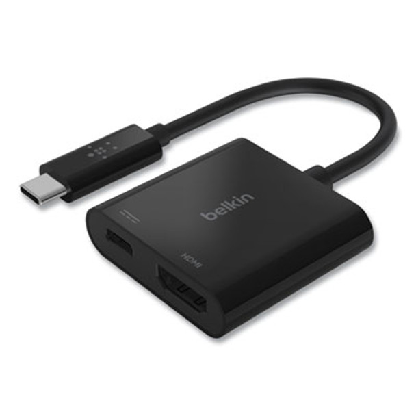 Usb-C To Hdmi + Charge Adapter, Hdmi/Usb-C(F)/Usb-C(M), 2.53", Black