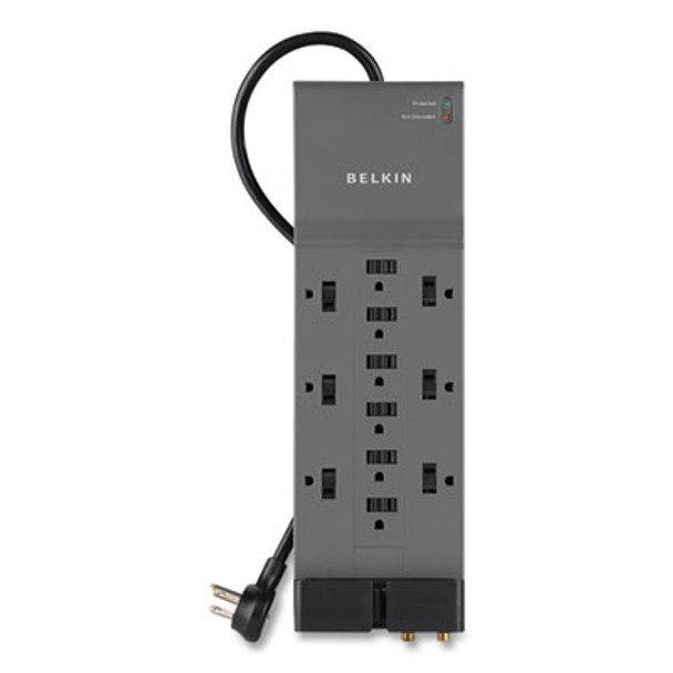 Professional Series Surgemaster Surge Protector, 12 Ac Outlets, 8 Ft Cord, 3,780 J, Dark Gray