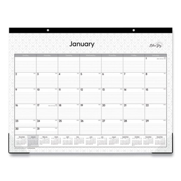 Enterprise Desk Pad, Geometric Artwork, 22 x 17, White/Gray Sheets, Black Binding, Clear Corners, 12-Month (Jan To Dec): 2026