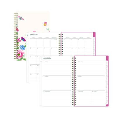 Fly By Frosted Weekly/Monthly Planner, Butterflies Artwork, 8 x 5, Blush/Pink Cover, 12-Month (Jan To Dec): 2026