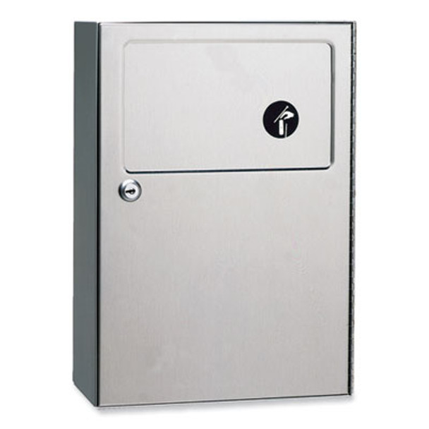 Classicseries Surface-Mounted Sanitary Napkin Disposal, 0.5 Gal, Stainless Steel