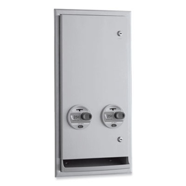 Classicseries Recessed Or Semi-Recessed Napkin/Tampon Vendor, 25 Cent Coin Mechanism, 13.88 x 7.94 x 27.88, Stainless Steel