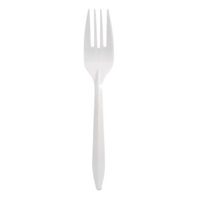 Mediumweight Polypropylene Cutlery, Fork, Plastic, White, 1,000/Carton