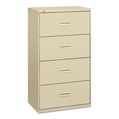 400 Series Lateral File, 4 Legal/Letter-Size File Drawers, Putty, 30" X 18" X 52.5"