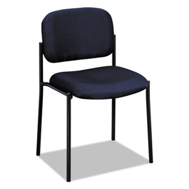 Vl606 Stacking Guest Chair Without Arms, Fabric Upholstery, 21.25" x 21" x 32.75", Navy Seat, Navy Back, Black Base