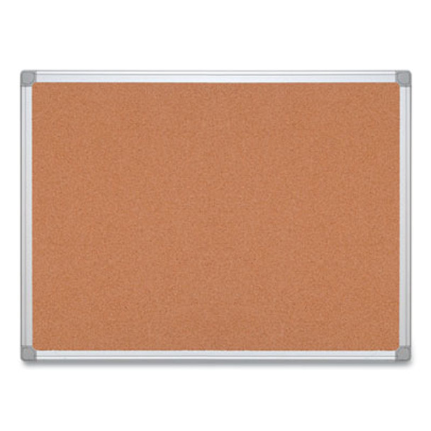 Earth Cork Board, 36" x 24", Tan Surface, Satin Aluminum Frame