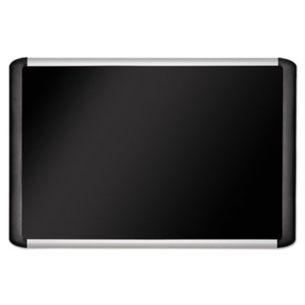 Soft-Touch Bulletin Board, 36" x 24", Black Surface, Black/Satin Aluminum Frame