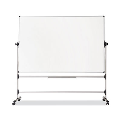 Earth Silver Easy Clean Mobile Revolver Dry Erase Boards, 36" x 48", White Surface, Natural Steel Frame