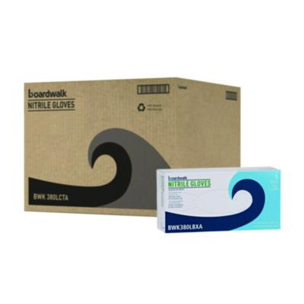 380 Series Disposable General-Purpose Nitrile Gloves, Powder-Free, Large, 4 Mil Thick, 9.5" Long, Blue, 100/Box, 10 Boxes/Ct