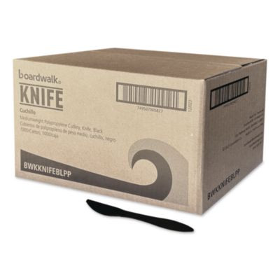 Mediumweight Polypropylene Cutlery, Knife, Plastic, Black, 1,000/Carton