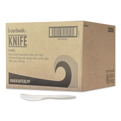 Mediumweight Polypropylene Cutlery, Knife, 5.86", Plastic, White, 1,000/Carton