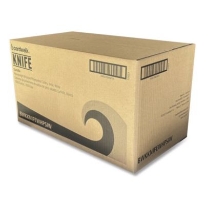 Heavyweight Wrapped Polystyrene Cutlery, Knife, Plastic, White, 1,000/Carton