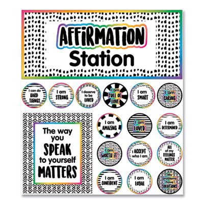 Motivational Bulletin Board Sets, Affirmation Station, 13.8" x 16", Multicolor, 32/Set