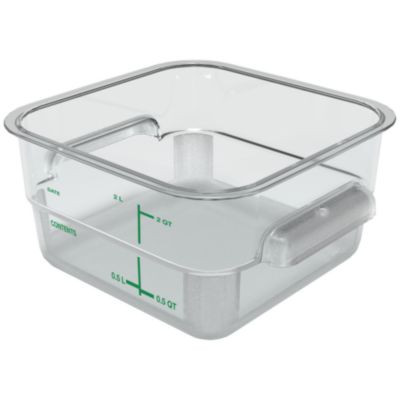 Squares Polycarbonate Food Storage Container, 2 Qt,  7.13 x 7.13 x  3.8, Clear, Plastic