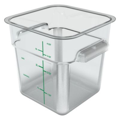 Squares Polycarbonate Food Storage Container, 4 Qt, 7.13 x 7.13 x 7.29, Clear, Plastic