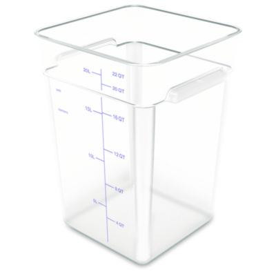 Squares Polycarbonate Food Storage Container, 22 Qt, 11 13 x 11.13 x 15.72, Clear, Plastic