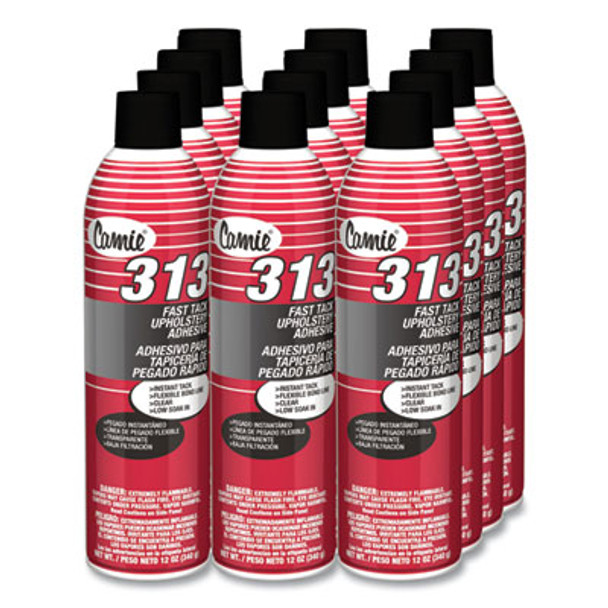 313 Fast Tack Upholstery Adhesive, 12 Oz Aerosol Spray, Dries Clear, Dozen