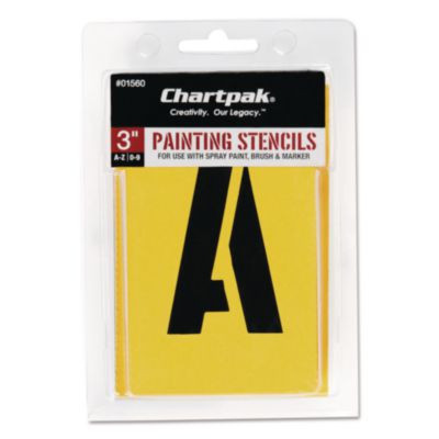 Professionial Lettering Stencils, Painting Stencil Set, A-Z Set/0-9, 3", Manila, 35/Set