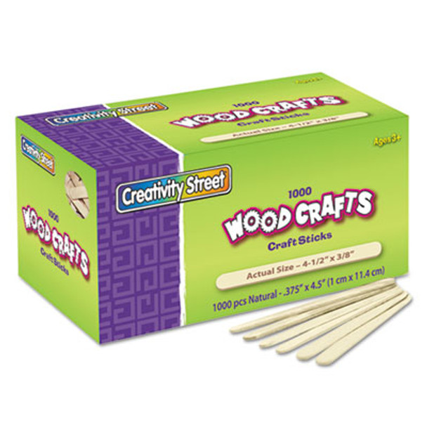 Natural Wood Craft Sticks, 4.5 x 0.38, 1,000/Box