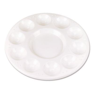 Round Plastic Paint Trays For Classroom, White, 10/Pack