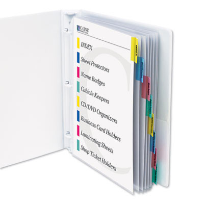 Sheet Protectors With Eight Assorted Index Tabs, Heavy-Duty, Side: 3-Hole Punched, Top Load 8.5 x 11 Insert, Clear, 8/Set