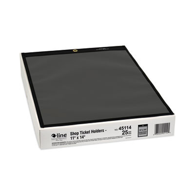 Stitched Shop Ticket Holders, Super Heavy-Duty, 11 x 14 Insert, Clear Front, Black Pressboard Back, Black Border, 25/Box