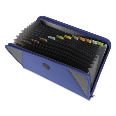 Expanding File With Zipper Closure, 2" Expansion, 13 Sections, Zipper Closure, 1/12-Cut Tabs, Letter Size, Blue