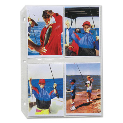 Clear Photo Pages For Eight 3.5 x 5 Photos, 3-Hole Punched, 11.25 x 8.13, 50/Box